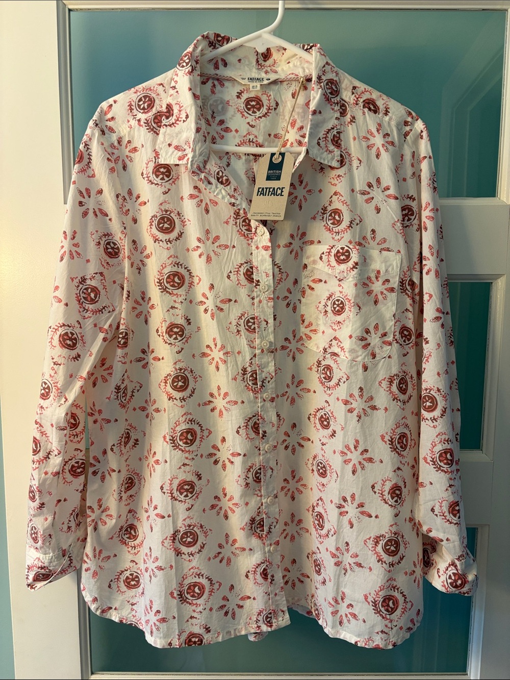 Fatface Women’s Print 100% Cotton Oversized Blouse (14)